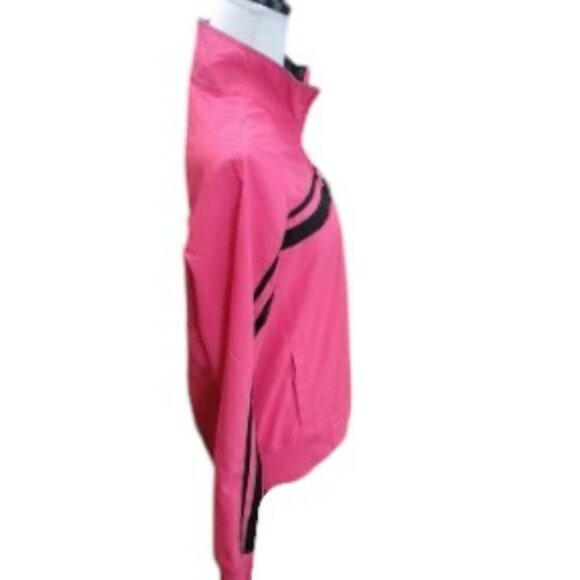 Nike Pinkish Red with Black Stripes Windbreaker Long Sleeve Casual Jacket - Picture 3 of 4